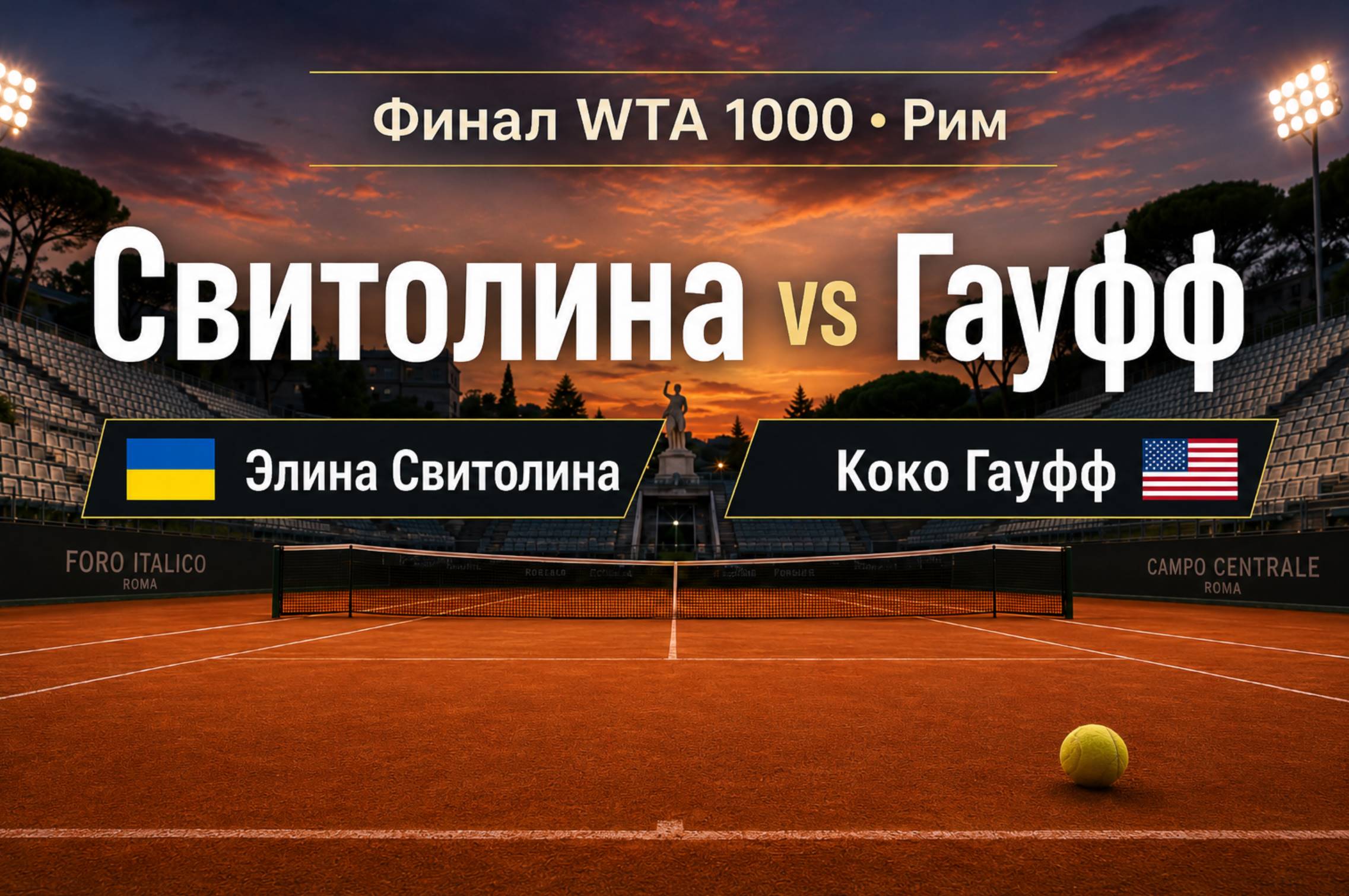 Свитолина — Гофф: где смотреть онлайн трансляцию финльного матча WTA 1000 в Риме