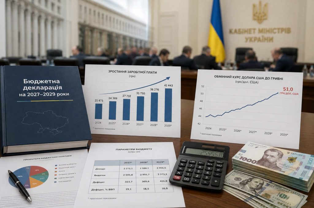 Кабмин представил Бюджетную декларацию на 2027–2029 годы: два сценария, курс доллара до 51,5 грн, рост минимальной зарплаты, дефицит и расходы бюджета Украины